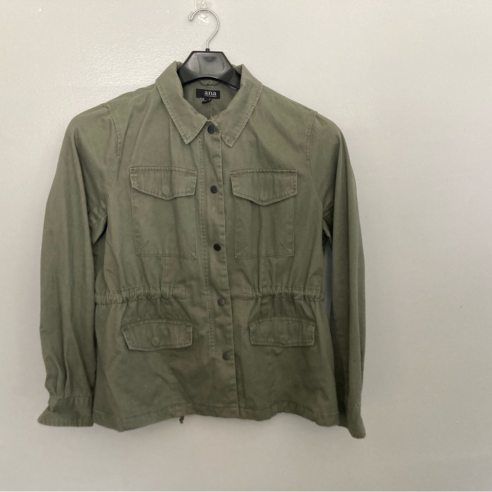 Khaki Olive Green Military-Style Utility Jacket
